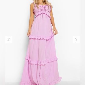 Boohoo Purple Ruffle Maxi Dress